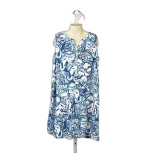 Lilly Pulitzer Girls Mini Essie Shift Dress Keep on Trunkin Blue Size XL (12/14)